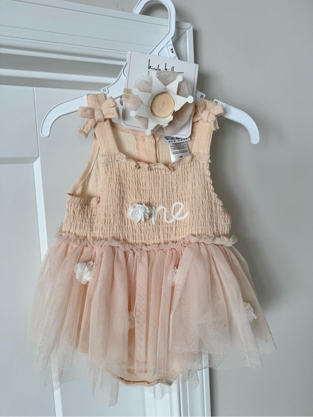 Peach Tulle 'One' Baby Tutu Romper